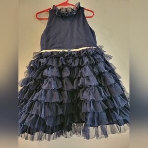 Janie And Jack Size 4 Navy Blue Ruffled Formal Dress